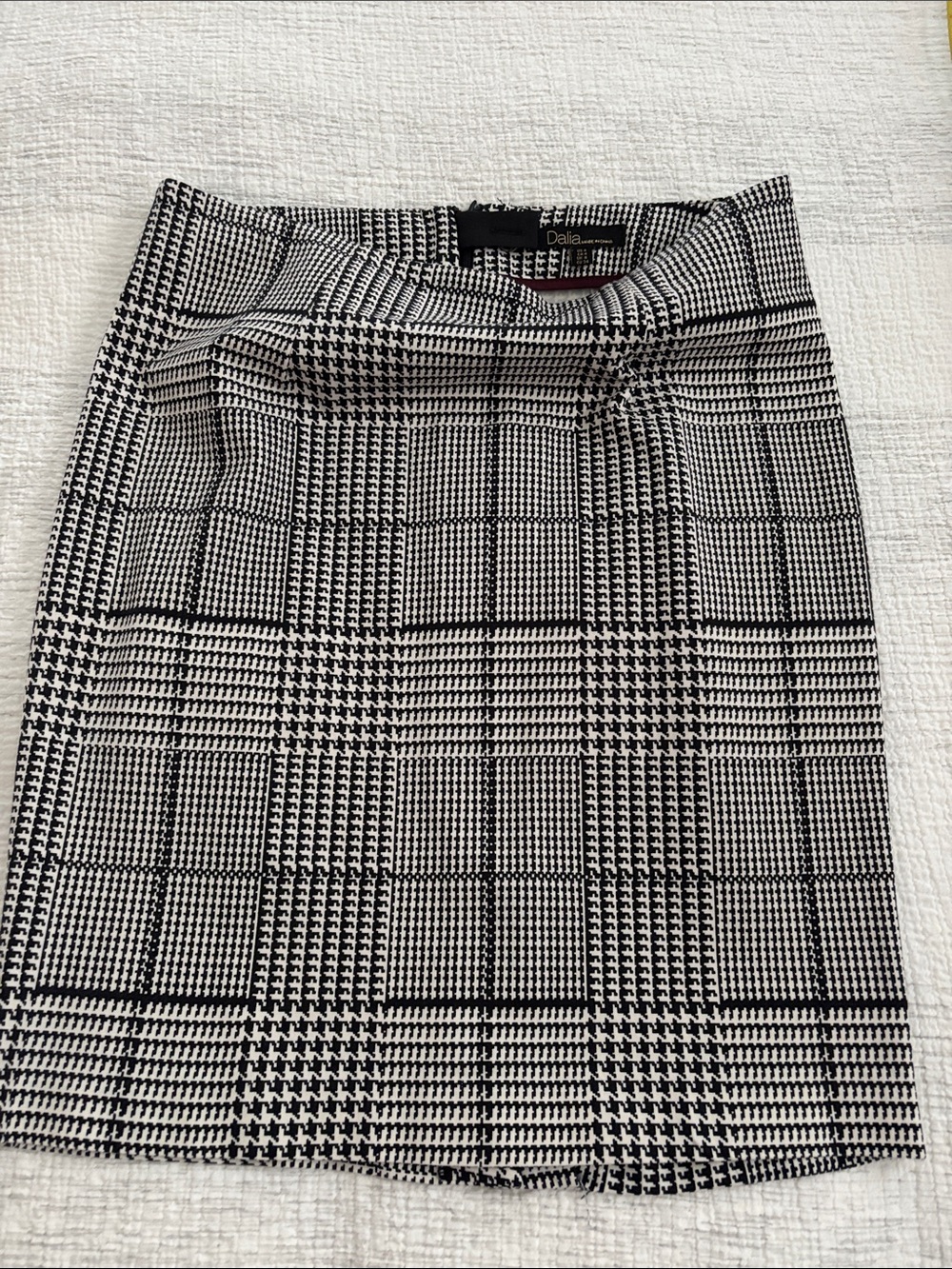 Dalia Black & White Glen Plaid Pencil Skirt